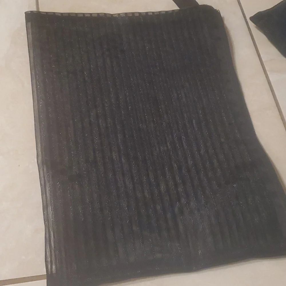 New Black Striped Mesh Zip Bag 3 Pack